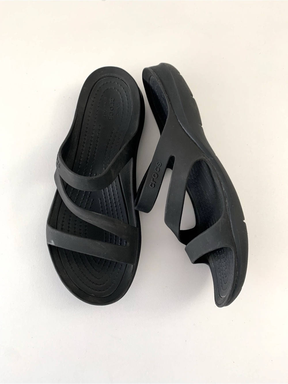 Crocs Swiftwater Women’s Black Slide Sandals ~ 6